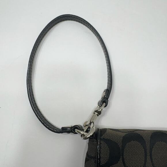 VTG Coach Signature C Blk Jacquard Small Flap Bag w Patent Trim Y2K Script Logo - Picture 13 of 13